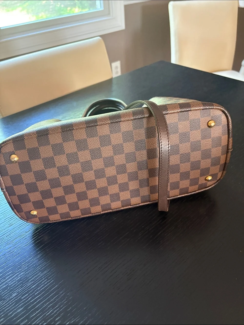 Louis Vuitton Brown Checkered Tote with Gold Accent( OPEN TO REALISTIC OFFERS)
